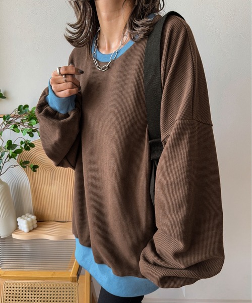 AMELY(エミリー)の「《emaさんコラボ》裏起毛 ワッフルトップス(Tシャツ/カットソー・レディース・ブラック/ライトグレー/ベージュ/グレー系その他/ブラウン系その他・フリー)」の19枚目の写真