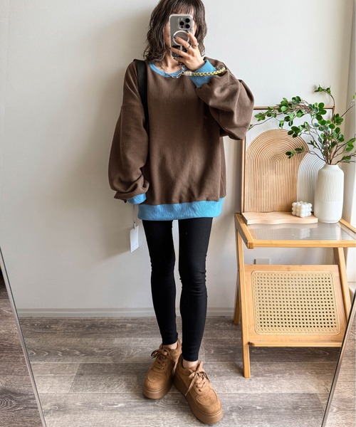 AMELY(エミリー)の「《emaさんコラボ》裏起毛 ワッフルトップス(Tシャツ/カットソー・レディース・ブラック/ライトグレー/ベージュ/グレー系その他/ブラウン系その他・フリー)」の20枚目の写真