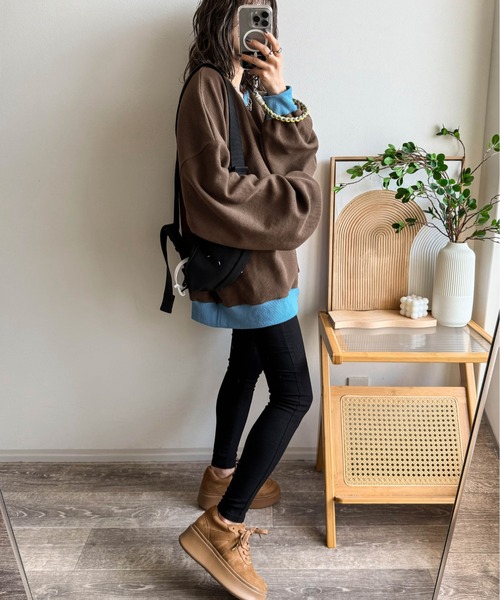 AMELY(エミリー)の「《emaさんコラボ》裏起毛 ワッフルトップス(Tシャツ/カットソー・レディース・ブラック/ライトグレー/ベージュ/グレー系その他/ブラウン系その他・フリー)」の21枚目の写真