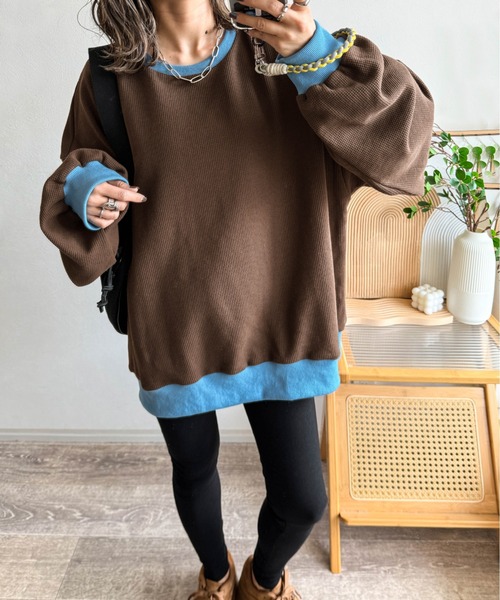 AMELY(エミリー)の「《emaさんコラボ》裏起毛 ワッフルトップス(Tシャツ/カットソー・レディース・ブラック/ライトグレー/ベージュ/グレー系その他/ブラウン系その他・フリー)」の22枚目の写真