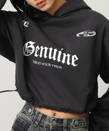 ゲーミング プリント クロップド 裏起毛 フーディー