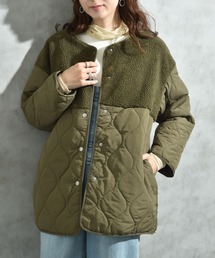 INTERPLANET | ボア＊ウエーブキルトノーカラーコート(その他アウター)