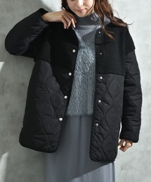 INTERPLANET | ボア*ウエーブキルトノーカラーコート(その他アウター)