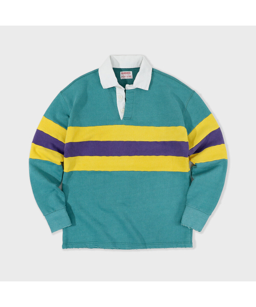 GOODNIES(グーニーズ)の「ビンテージアウトドアラグビーシャツ。グリーン(ポロシャツ・メンズ・グリーン・LARGE/X-LARGE)」の2枚目の写真