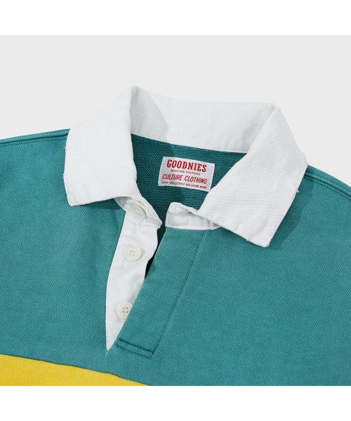GOODNIES(グーニーズ)の「ビンテージアウトドアラグビーシャツ。グリーン(ポロシャツ・メンズ・グリーン・LARGE/X-LARGE)」の3枚目の写真