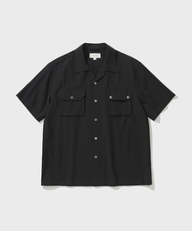 SHIRRING POCKET HALF SHIRT (BLACK)