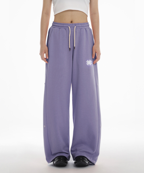 SYMBOL SNAP WIDE DOUBLE JERSEY PANTS - PURPLE