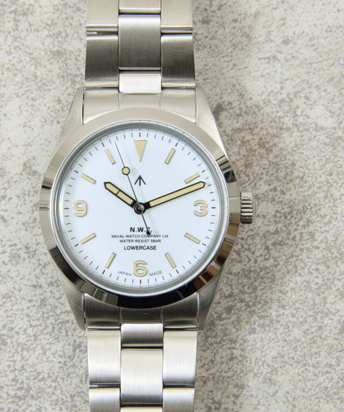 NAVAL WATCH(ナバルウォッチ)の「NAVAL WATCH ナバルウォッチ/ Produced By LOWERCASE PNP SV case Thinner 3Link Metal Strap White Dial w/Vintage White Lume プロデュースバイロウワーケース メカニカル3連メタルバンド腕時計 / FRXF003(アナログ腕時計・メンズ・ホワイト・FREE)」の1枚目の写真