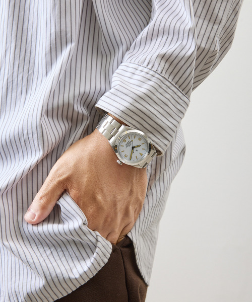 NAVAL WATCH(ナバルウォッチ)の「NAVAL WATCH ナバルウォッチ/ Produced By LOWERCASE PNP SV case Thinner 3Link Metal Strap White Dial w/Vintage White Lume プロデュースバイロウワーケース メカニカル3連メタルバンド腕時計 / FRXF003(アナログ腕時計・メンズ・ホワイト・FREE)」の2枚目の写真