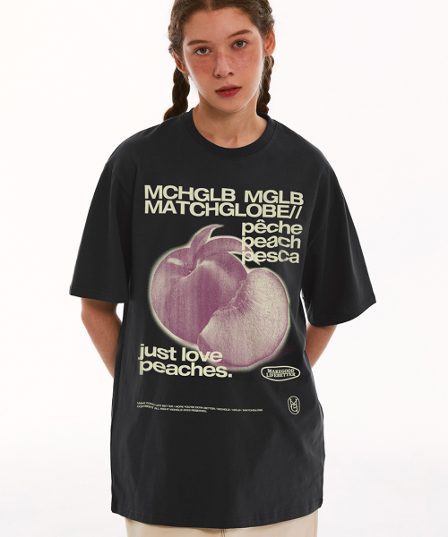 MATCHGLOBE(マッチグローブ)の「ピーチスオーバーサイズTシャツ(ブラック)(Tシャツ/カットソー・レディース・その他・FREE)」の5枚目の写真