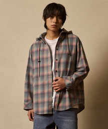 FDR（エフディーアール）の「Multi Check Over Hood Shirt_MINT（シャツ/ブラウス）」