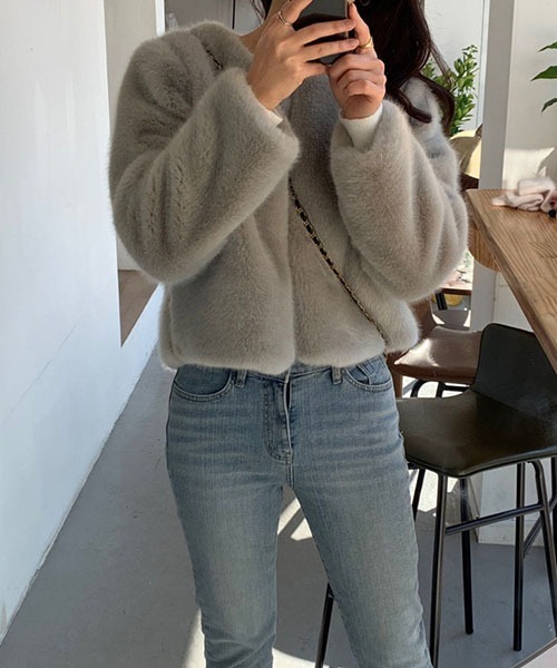 gossip！ロサンゼルス（ゴシップロサンゼルス）の「エコファー ノーカラージャケット（ダウンジャケット/コート・レディース・ブラック/ライトグレー/ブラウン・FREE）」の16枚目の写真