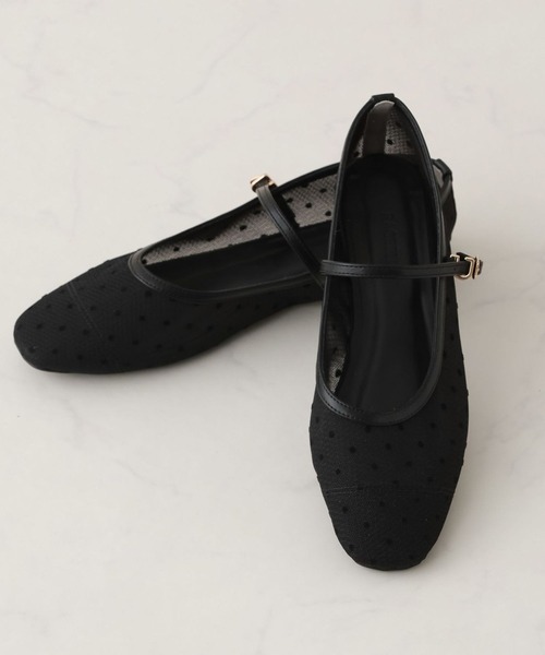 RAGEBLUE(レイジブルー)の「スクエアトゥフラットシューズ(パンプス・レディース・ブラック/ブラウン系4/ドット・MEDIUM/LARGE)」の1枚目の写真