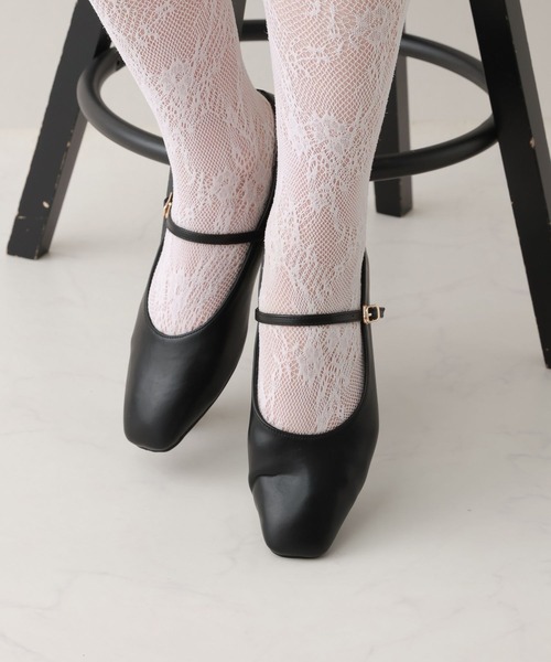 RAGEBLUE(レイジブルー)の「スクエアトゥフラットシューズ(パンプス・レディース・ブラック/ブラウン系4/ドット・MEDIUM/LARGE)」の4枚目の写真