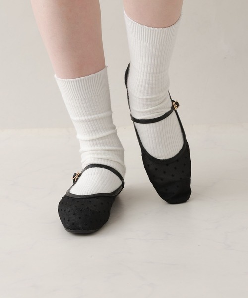 RAGEBLUE(レイジブルー)の「スクエアトゥフラットシューズ(パンプス・レディース・ブラック/ブラウン系4/ドット・MEDIUM/LARGE)」の6枚目の写真