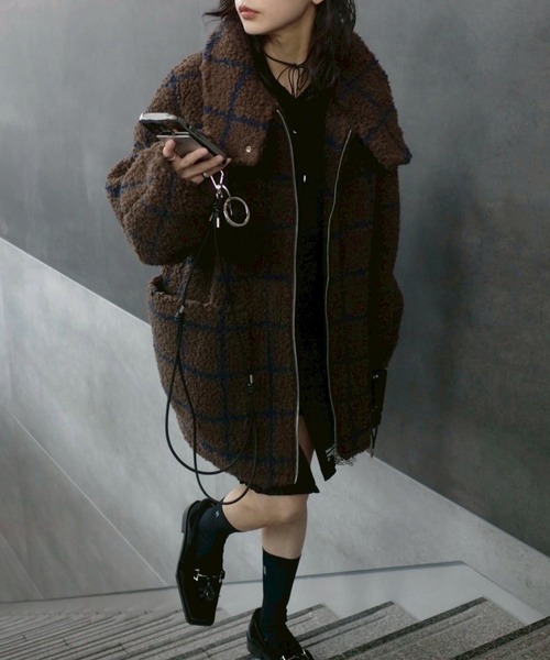 UND WINDOWPANE ZIPUP MIDI COAT（ブルゾン）｜Ameri（アメリ）の