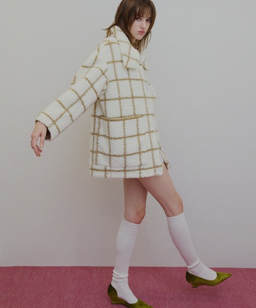 セール】UND WINDOWPANE ZIPUP MIDI COAT（ブルゾン）｜Ameri（アメリ