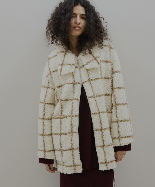 アメリヴィンテージ　アウター UND WINDOWPANE ZIPUP MIDI COAT（ブルゾン）｜Ameri（アメリ）の