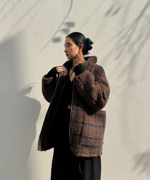 アメリアウター UND WINDOWPANE ZIPUP MIDI COAT（ブルゾン）｜Ameri（アメリ）の