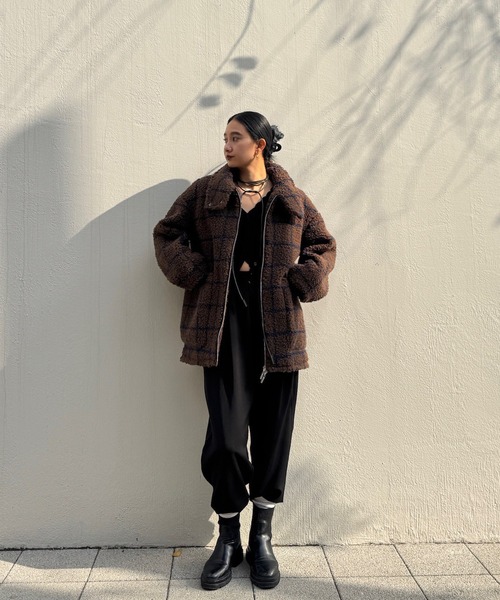 セール】UND WINDOWPANE ZIPUP MIDI COAT（ブルゾン）｜Ameri（アメリ