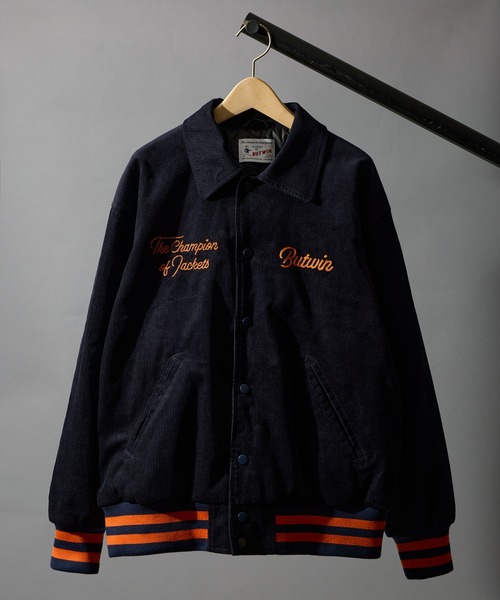 BUTWIN（バトウィン）の「【BUTWIN / バトウィン】コーデュロイスタンジャン（スタジャン・メンズ・ネイビー/ブラウン・M/L）」の2枚目の写真