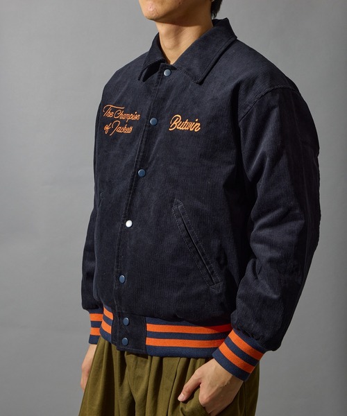 BUTWIN（バトウィン）の「【BUTWIN / バトウィン】コーデュロイスタンジャン（スタジャン・メンズ・ネイビー/ブラウン・M/L）」の4枚目の写真