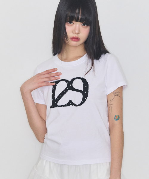 ILLIGO(イリゴ)の「129ロゴパッチTシャツホワイトドット(Tシャツ/カットソー・レディース・ホワイト・OS)」の3枚目の写真