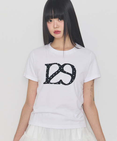 ILLIGO(イリゴ)の「129ロゴパッチTシャツホワイトドット(Tシャツ/カットソー・レディース・ホワイト・OS)」の4枚目の写真