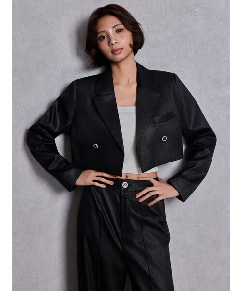 GYDA(ジェイダ)の「Symmetry GYDA GLITTERジャケット(テーラードジャケット・レディース・オフホワイト/ブラック・FREE)」の7枚目の写真