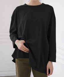 Cinderella | カットソー 長袖 レディース ロング丈 カジュアル ドロップショルダー ゆったり 春 秋 冬 おしゃれ かわいい 無地 シンプル 女性 きれいめ ラフ 大きいサイズ リラックス 綿100% コットン(Tシャツ/カットソー)