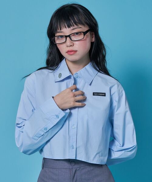 SEQUENZ(シークエンズ)の「※WEB限定 / 短丈シルエット / レディースクロップドシャツ / sqnz cropped shirts(シャツ/ブラウス・レディース・ピンク/ホワイト/ライトブルー・MEDIUM/SMALL)」の2枚目の写真
