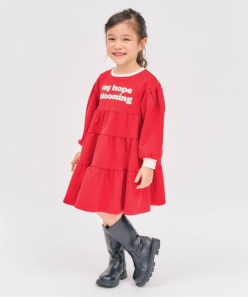 apres les cours（アプレレクール）の「ティアードロゴワンピース_ジュニア対応（ワンピース・キッズ・レッド/ネイビー/クリーム・130/120/110/100/90/80/140）」の8枚目の写真