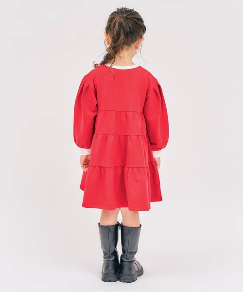 apres les cours（アプレレクール）の「ティアードロゴワンピース_ジュニア対応（ワンピース・キッズ・レッド/ネイビー/クリーム・130/120/110/100/90/80/140）」の9枚目の写真
