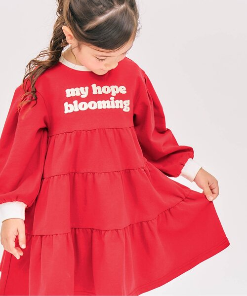 apres les cours（アプレレクール）の「ティアードロゴワンピース_ジュニア対応（ワンピース・キッズ・レッド/ネイビー/クリーム・130/120/110/100/90/80/140）」の10枚目の写真