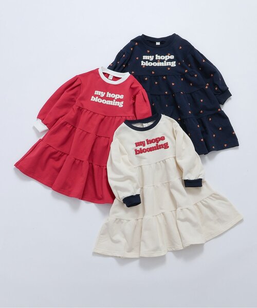 apres les cours（アプレレクール）の「ティアードロゴワンピース_ジュニア対応（ワンピース・キッズ・レッド/ネイビー/クリーム・130/120/110/100/90/80/140）」の11枚目の写真