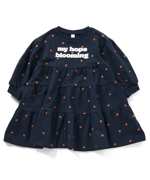 apres les cours（アプレレクール）の「ティアードロゴワンピース_ジュニア対応（ワンピース・キッズ・レッド/ネイビー/クリーム・130/120/110/100/90/80/140）」の4枚目の写真