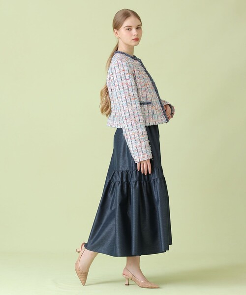 ANAYI(アナイ)の「【セットアップ対応商品】カラーミックスツイードノーカラー ジャケット(ノーカラージャケット・レディース・マルチ・38/36/34)」の12枚目の写真