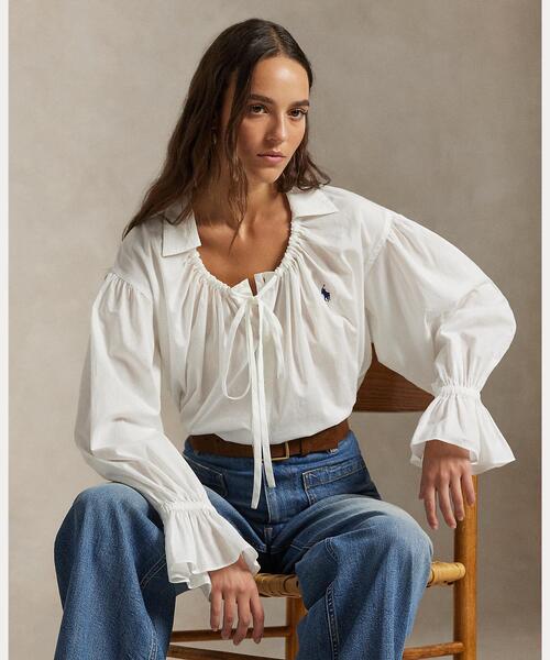 タイネック コットン ポプリン トップス（シャツ/ブラウス）｜POLO