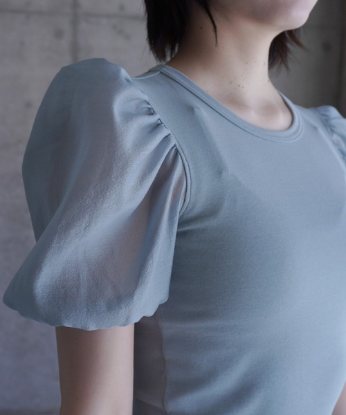 G.V.G.V.（ジーヴィージーヴィー）の「D-RING PUFF SLV RIB TOP（Tシャツ/カットソー・レディース・ブラック/ライトブルー・ONE SIZE）」の15枚目の写真