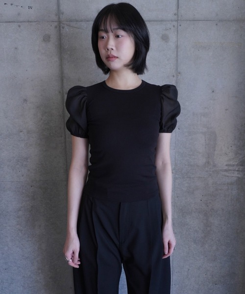 G.V.G.V.（ジーヴィージーヴィー）の「D-RING PUFF SLV RIB TOP（Tシャツ/カットソー・レディース・ブラック/ライトブルー・ONE SIZE）」の10枚目の写真