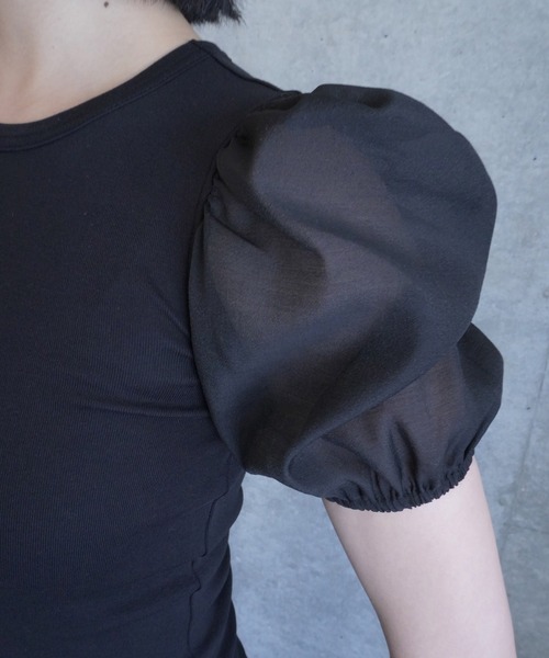 G.V.G.V.（ジーヴィージーヴィー）の「D-RING PUFF SLV RIB TOP（Tシャツ/カットソー・レディース・ブラック/ライトブルー・ONE SIZE）」の6枚目の写真