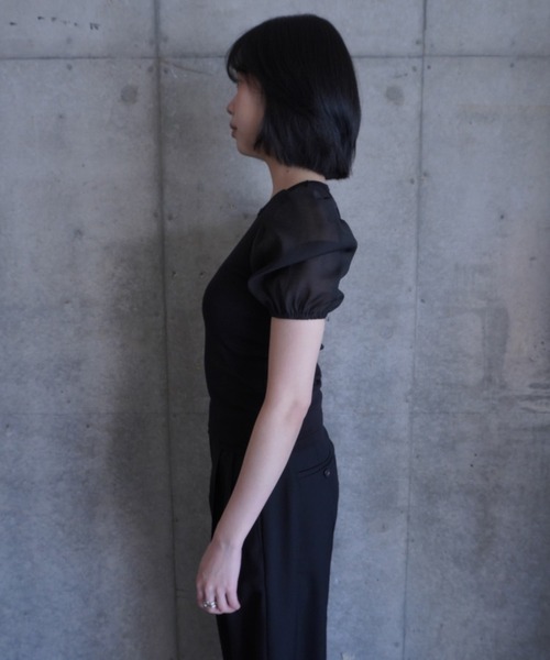 G.V.G.V.（ジーヴィージーヴィー）の「D-RING PUFF SLV RIB TOP（Tシャツ/カットソー・レディース・ブラック/ライトブルー・ONE SIZE）」の9枚目の写真