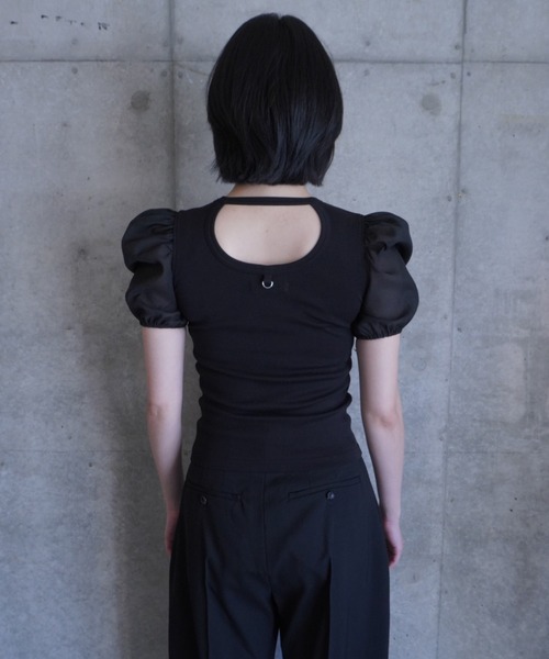 G.V.G.V.（ジーヴィージーヴィー）の「D-RING PUFF SLV RIB TOP（Tシャツ/カットソー・レディース・ブラック/ライトブルー・ONE SIZE）」の8枚目の写真