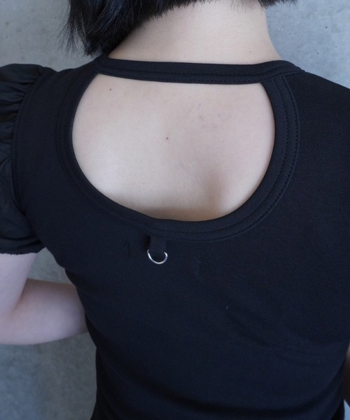 G.V.G.V.（ジーヴィージーヴィー）の「D-RING PUFF SLV RIB TOP（Tシャツ/カットソー・レディース・ブラック/ライトブルー・ONE SIZE）」の3枚目の写真
