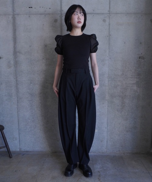 G.V.G.V.（ジーヴィージーヴィー）の「D-RING PUFF SLV RIB TOP（Tシャツ/カットソー・レディース・ブラック/ライトブルー・ONE SIZE）」の16枚目の写真