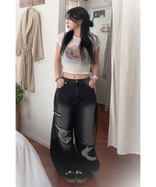 Midnight Move(ミッドナイトムーブ)の「bl fit pants (black)(デニムパンツ・レディース・その他・S/M)」の8枚目の写真