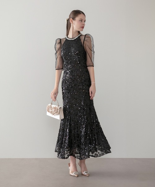 セール】【LEJA】ビジューネックスパンコールシアーマーメイド