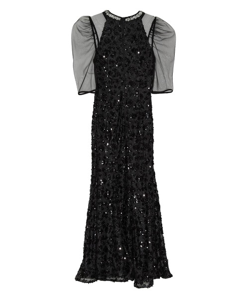 【新品タグ付】LEJA ビジューネックスパンコールシアーマーメイドワンピース Leja（レジャ）の「【LEJA】ビジューネックスパンコールシアー