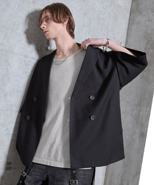 SERACE（セラス）の「【SERACE】Loose side slit layered tank top / ルーズサイドスリットレイヤードタンクトップ（タンクトップ・メンズ・ブラック系/グレー系・L/M/S）」の8枚目の写真