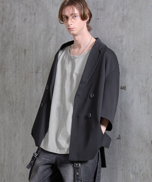 SERACE（セラス）の「【SERACE】Loose side slit layered tank top / ルーズサイドスリットレイヤードタンクトップ（タンクトップ・メンズ・ブラック系/グレー系・L/M/S）」の10枚目の写真